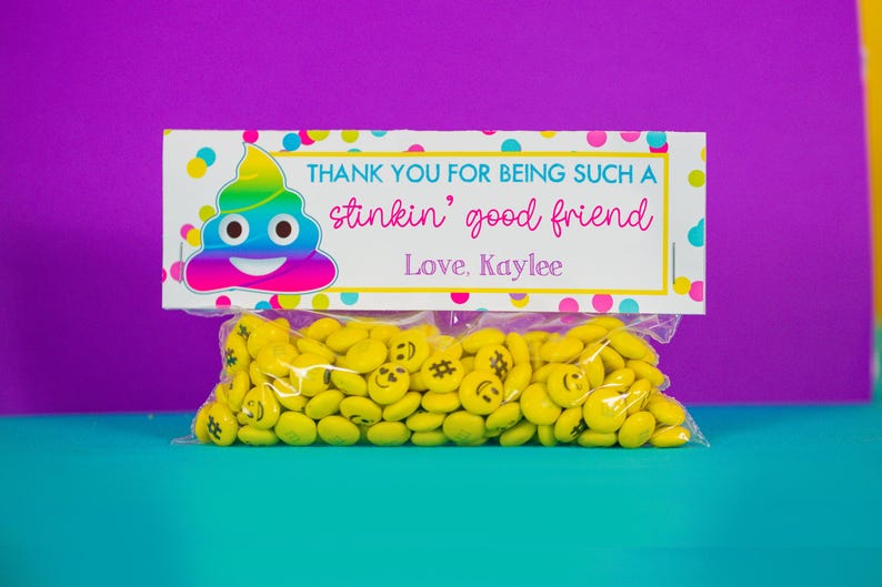 Emoji Party Pooper Favor Bag Topper INSTANT DOWNLOAD - Rainbow Poop ...