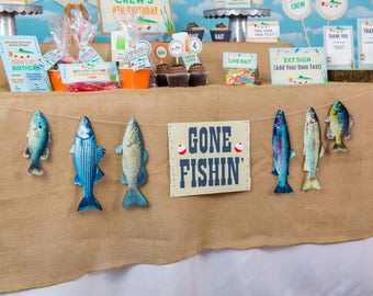 Gone Fishing Banner - Instant Download Printable Fish Banner - Printable Fishing Banner - Banner of Fish by Printable Studio