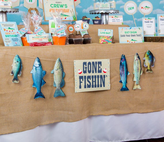 Gone Fishing Banner - Instant Download Printable Fish Banner - Printable Fishing Banner - Banner of Fish by Printable Studio Il_570xn
