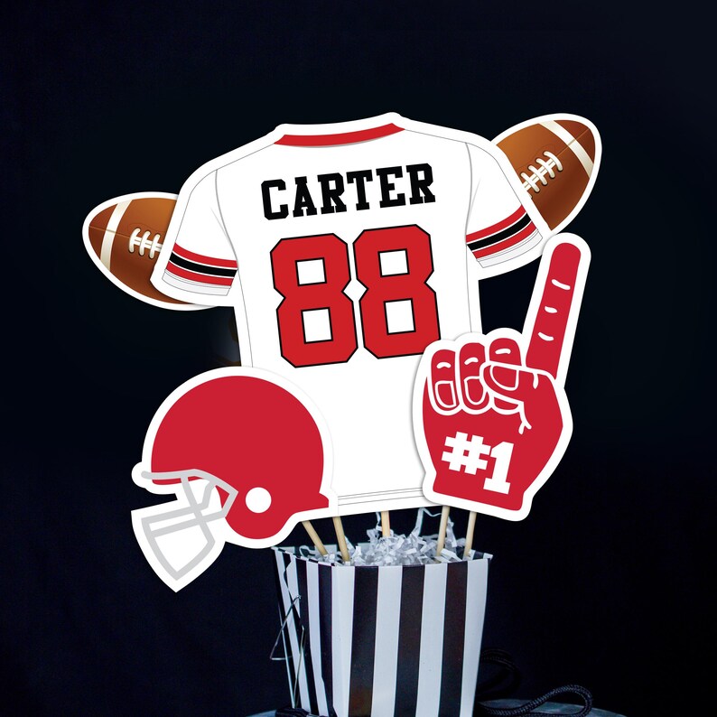 Football Centerpieces in Red & Black (Printable Download) image 3