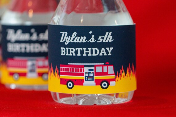Fireman Water Labels - Firefighter Drink Labels - Printable Fireman Water Bottle Label - Hydration Drink Labels by Printable Studio Il_570xn