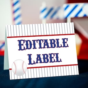 Baseball Birthday Food Labels INSTANT DOWNLOAD, Baseball Party Food Labels, Baseball Tented Cards