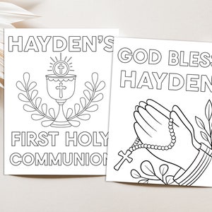 Editable Communion Coloring Pages, First Communion Activity Page First Communion Party Activities Printable Communion Coloring Page image 2