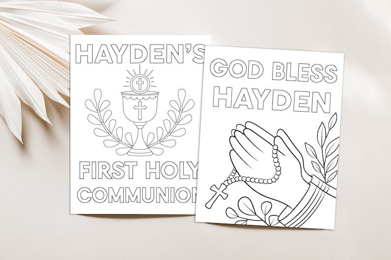 Editable Communion Coloring Pages, First Communion Activity Page First Communion Party Activities Printable Communion Coloring Page image 2