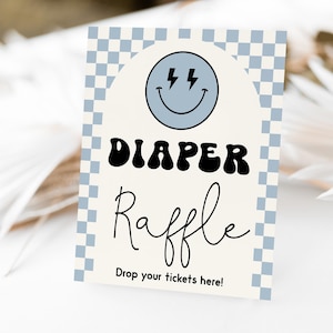 Cartello per baby shower "Little Dude", cartello per la lotteria dei pannolini, cartello per la lotteria dei pannolini "Little Dude Blue Baby Shower", cartello per baby shower con faccina sorridente