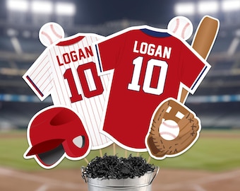 Baseball Centerpieces in Red Printable Baseball Table Decorations Instant Download Baseball Banquet Decorations in Red White Blue