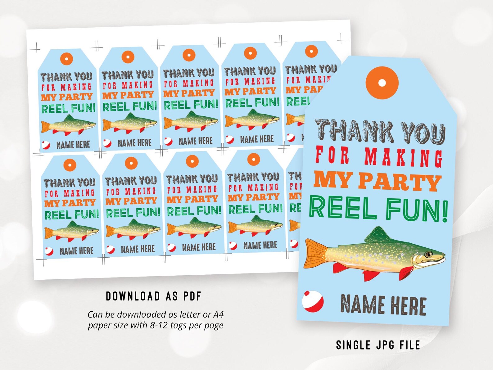 Editable Fishing Birthday Favor Tags, Printable Fishing Party Thank You ...