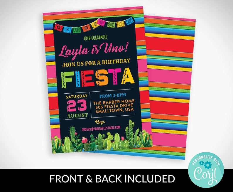 Fiesta Invitation Printable Fiesta Party Invitation Fiesta | Etsy
