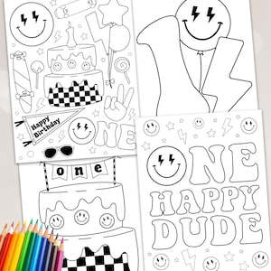 One Happy Dude Party Coloring Pages Happy Dude Party Activities One Happy Dude Birthday Party Activity Printable One Happy Dude Party Game