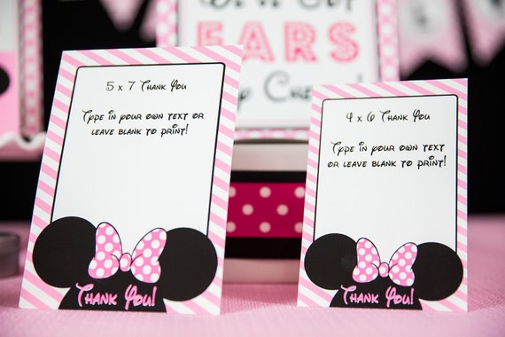 Pink Minnie Mouse Thank You Card - Printable Minnie Thank You Card - Minnie Thank You Card by Printable Studio Il_570xn