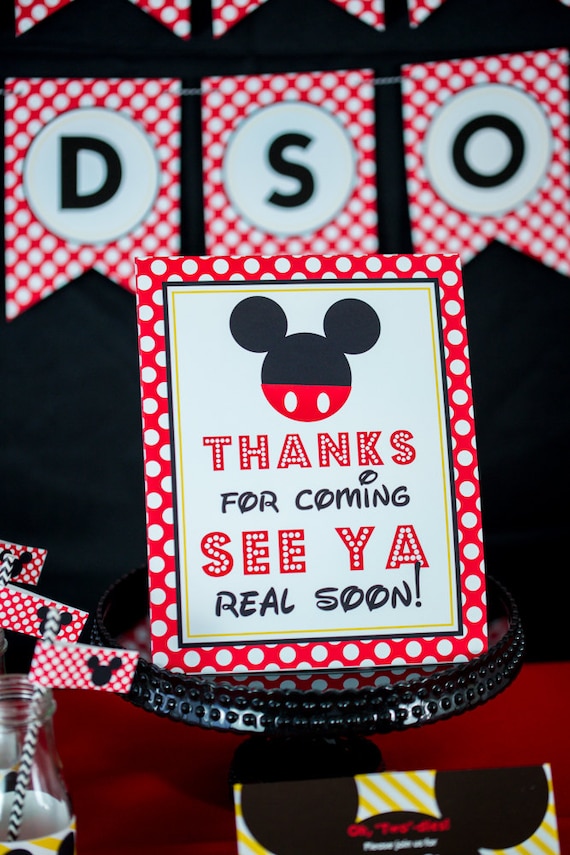 Thanks for Coming See Ya Real Soon Sign - Instant Download Mickey Mouse Party Sign - Printable Mickey Mouse Sign by Printable Studio Il_570xn