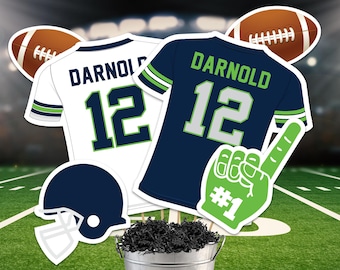Football Centerpieces in Navy and Green Printable Football Party Decorations (digital file)