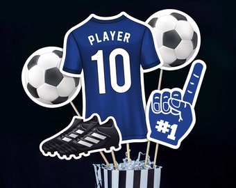 Soccer Centerpieces in Blue Printable Football Centerpieces in Royal Blue Soccer Table Decorations Royal Blue Soccer Banquet Decor