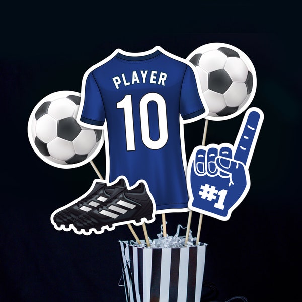 Soccer Centerpieces in Blue Printable Football Centerpieces in Blue Instant Download Soccer Table Decorations Blue Soccer Banquet Decor