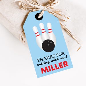 Editable Bowling Favor Tag, Printable Bowling Party Favor Tags, Bowling Thank You Tag, Bowling Birthday Party Favor Tags image 1