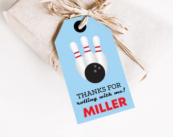 Editable Bowling Favor Tag, Printable Bowling Party Favor Tags, Bowling Thank You Tag, Bowling Birthday Party Favor Tags