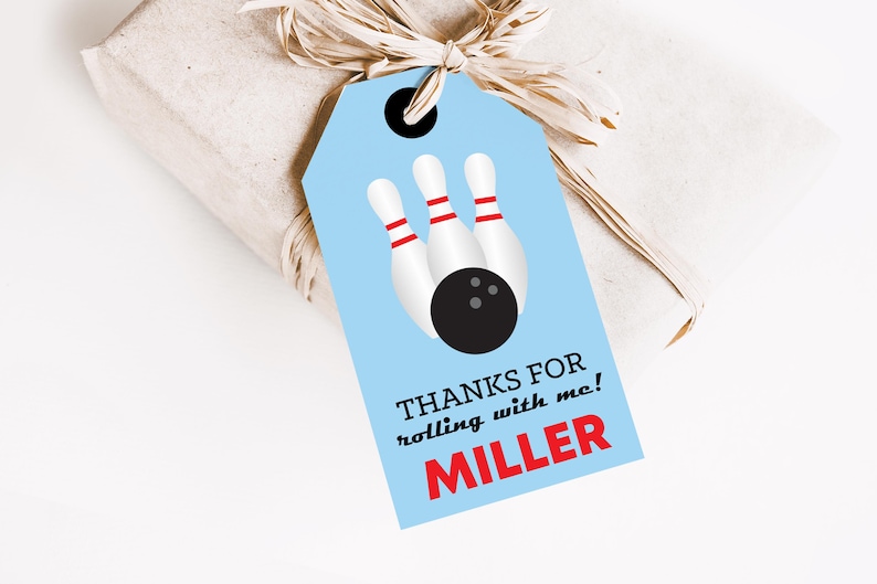 Editable Bowling Favor Tag, Printable Bowling Party Favor Tags, Bowling Thank You Tag, Bowling Birthday Party Favor Tags image 1