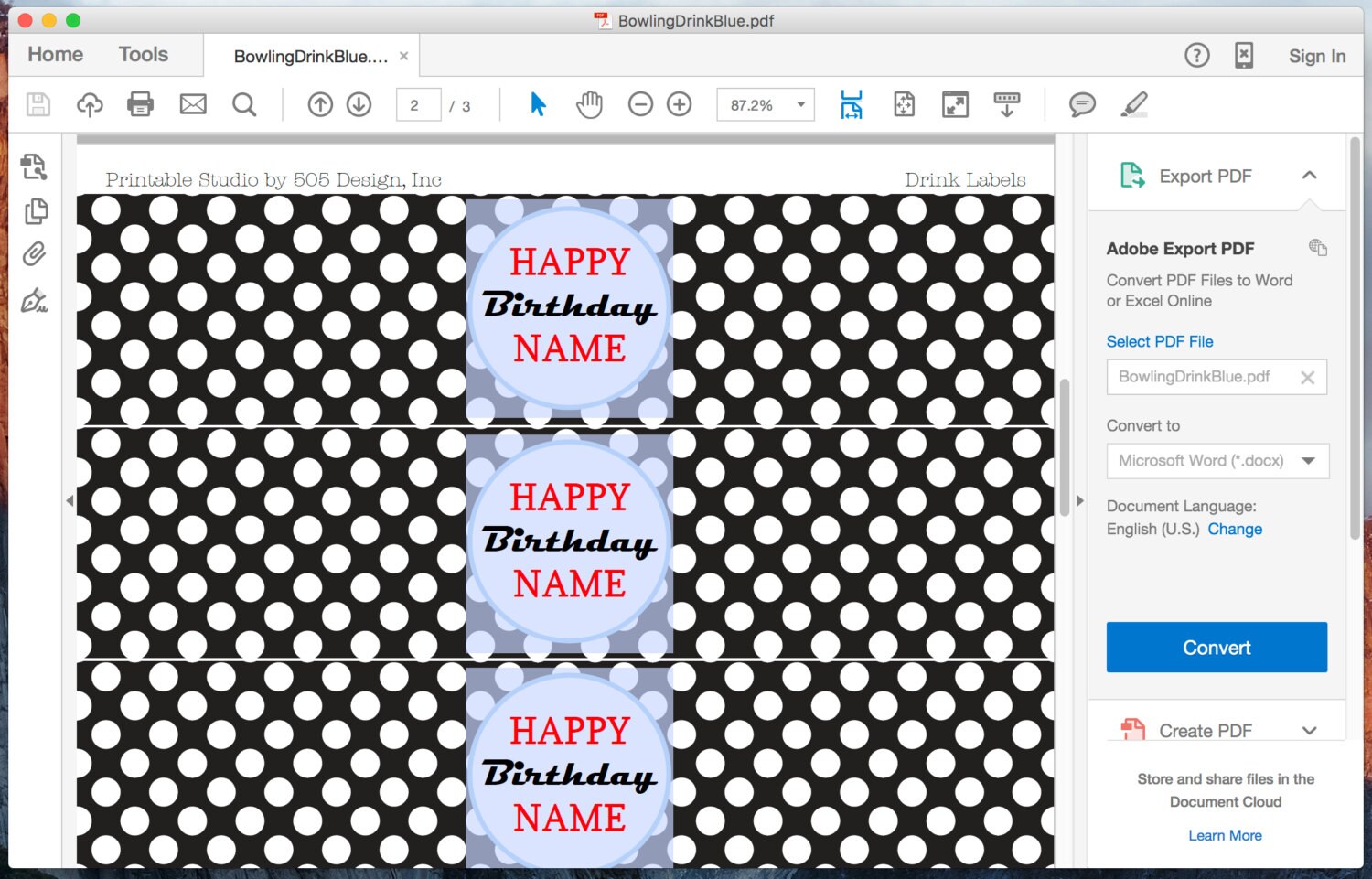 Bowling Party Drink Labels Printable Bowling Water Bottle - Etsy