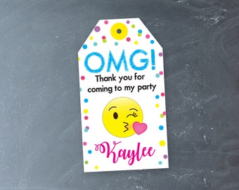 Emoji Favor Tags with Kissy Face Emoji - Printable Emoji Party Favor Tags - Instant Download Emoji Favors by Printable Studio