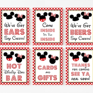 Mickey and Minnie Mouse Party Signs - Instant Download Mickey Minnie Mouse Party Signs - Printable Set of Mickey Mouse Minnie Mouse Signs