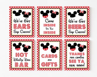 Mickey and Minnie Mouse Party Signs - Instant Download Mickey Minnie Mouse Party Signs - Printable Set of Mickey Mouse Minnie Mouse Signs
