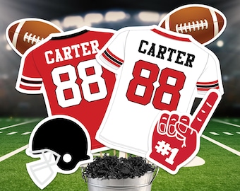 Football Centerpieces in Red & Black  (Printable Download)