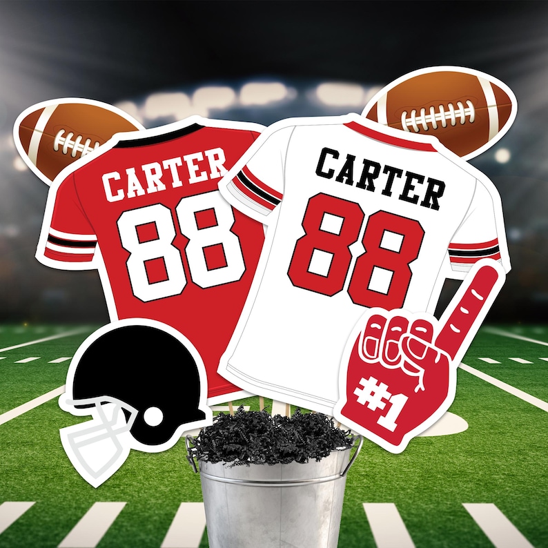 Football Centerpieces in Red & Black (Printable Download) image 1