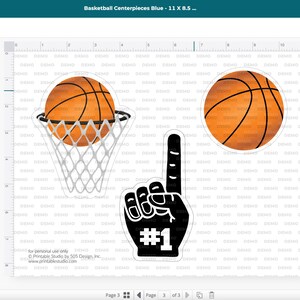 Blue Basketball Party Centerpieces: Printable Birthday Decor (Digital Download) image 6