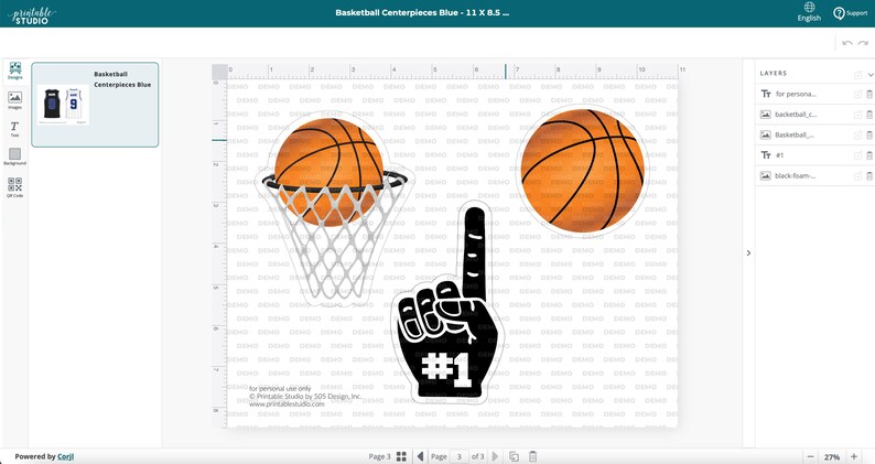 Blue Basketball Party Centerpieces: Printable Birthday Decor (Digital Download) image 6