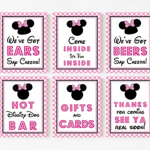 Minnie-Maus-Partyschilder in Hellrosa - Instant Download Minnie-Maus-Partyschilder - Druckbares Set von Minnie-Maus-Schildern von Printable Studio