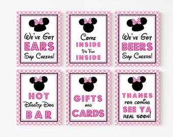 Minnie Mouse Party Signs in Light Pink - Instant Download Minnie Mouse Party Signs - Printable Set of Minnie Mouse Signs by Printable Studio