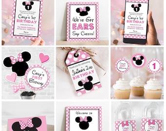 Minnie Mouse Birthday Decorations - Pink Minnie Mouse Party Decorations - Minnie Mouse Birthday Party in Light Pink by Printable Studio