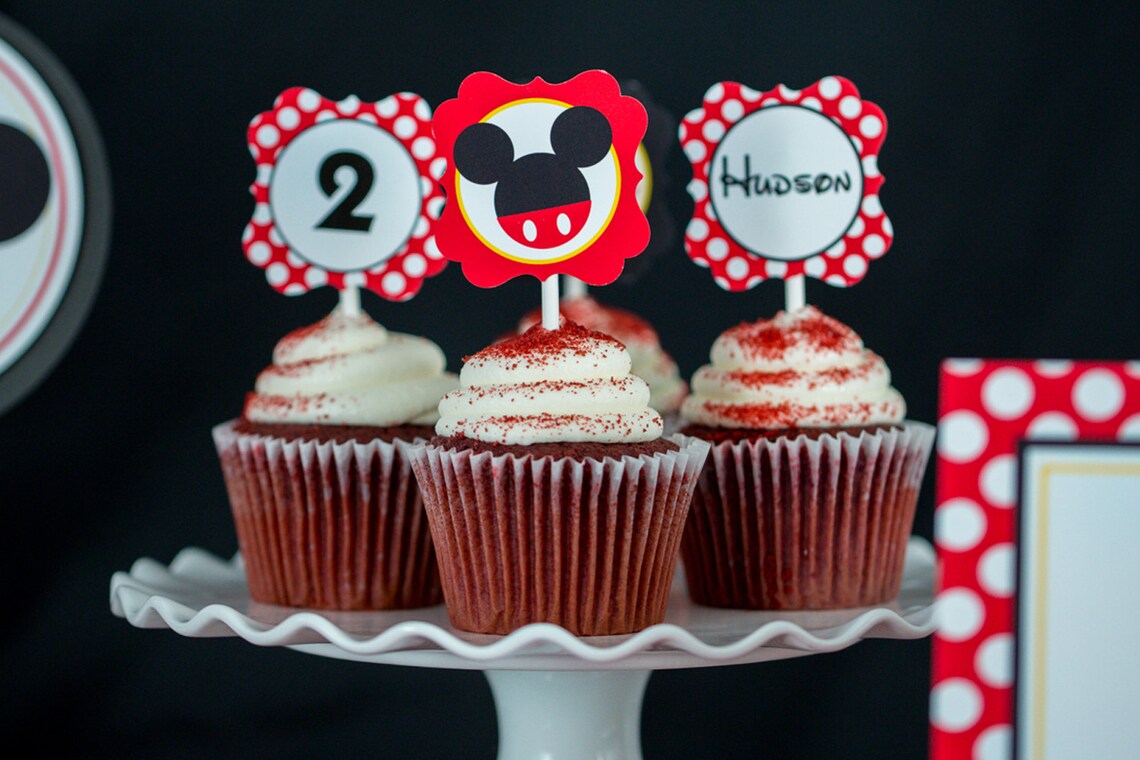 Mickey Mouse Cupcake Topper Printable Mickey Mouse Party - Etsy