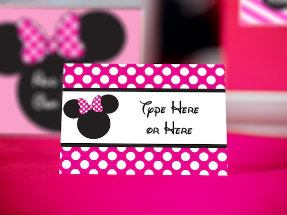 Pink Minnie Mouse Food Labels INSTANT DOWNLOAD - Bright Pink Minnie Mouse Party Labels by Printable Studio Il_570xn