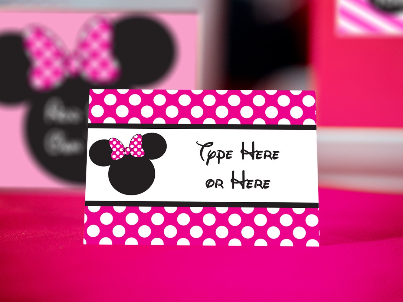 Pink Minnie Mouse Food Labels INSTANT DOWNLOAD - Bright Pink Minnie ...