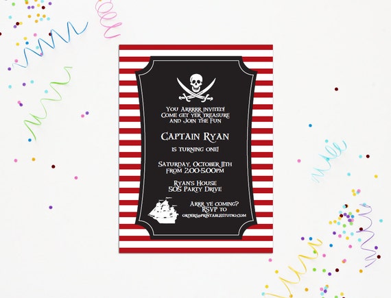 Pirate Party Invitation - Instant Download Pirate Invitation - Printable Pirate Birthday Party Invitation by Printable Studio Il_570xn