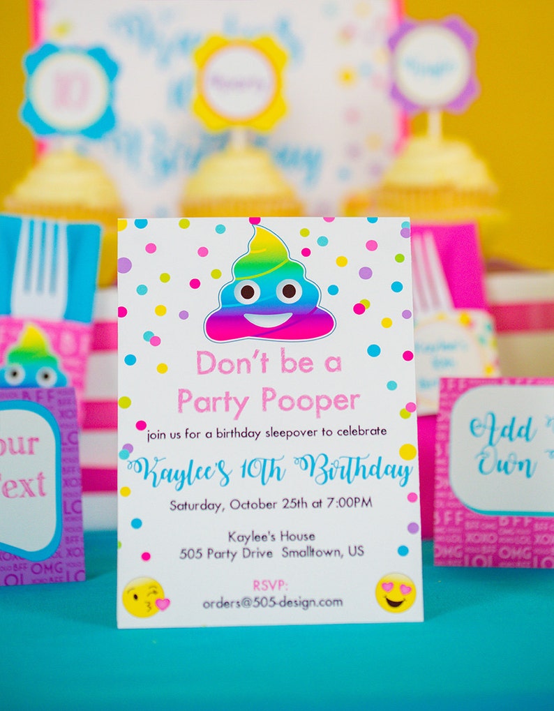 Emoji Party Decorations INSTANT DOWNLOAD Printable Party Pooper Birthday Party by Printable Studio image 5