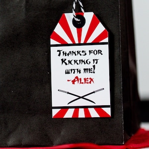 Ninja Favor Tags Printable Karate Party Favor Tags Ninja Birthday Party Tags Karate Gift Bag Tags by Printable Studio image 1