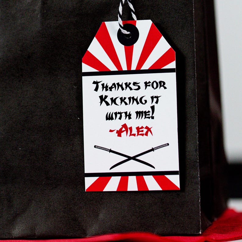 Ninja Favor Tags Printable Karate Party Favor Tags Ninja Birthday Party Tags Karate Gift Bag Tags by Printable Studio image 1