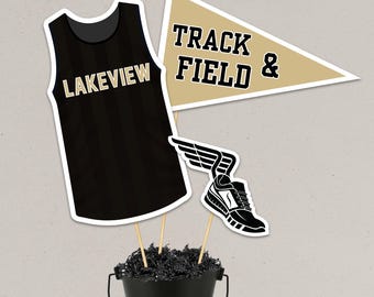 Black & Gold Track Banquet Centerpieces, Cross Country Banquet Decorations (Digital File)