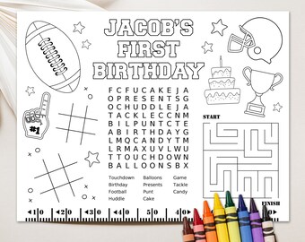 Football Party Coloring Page Football Placemat Football Activity Page Football Birthday Party Activities Printable Football Party Games