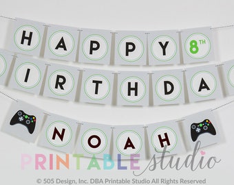 Video Game Birthday Banner - Instant Download Gamer Party Banner - Video Game Banner by Printable Studio