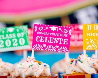 Graduation Fiesta Cupcakes - Printable Graduation Cupcake Toppers  - Instant Download Graduation Party Cupcakes - Fiesta Cupcake Toppers