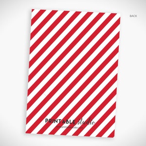 Pu&ograve; includere: Carta stampabile a strisce rosse e bianche con il testo "PRINTABLE studio" e l'indirizzo del sito web "www.printable-studio.com". Il retro della carta &egrave; etichettato "BACK".
