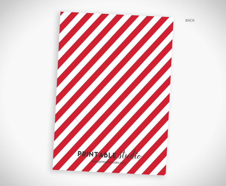 Pu&ograve; includere: Carta stampabile a strisce rosse e bianche con il testo "PRINTABLE studio" e l'indirizzo del sito web "www.printable-studio.com". Il retro della carta &egrave; etichettato "BACK".