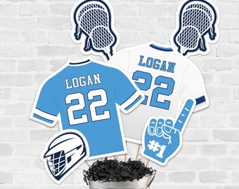 Lacrosse Party Centerpieces: Light Blue, Navy & White (Printable)