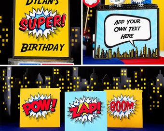 Superhero Party Signs - Instant Download Boys Superhero Party Signs by Printable Studio