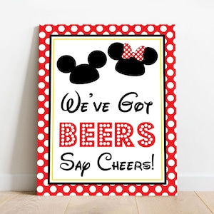 We&#39;ve Got Beers Say Cheers-bord - Instant Download Mickey Minnie Mouse Party-bord - afdrukbaar Minnie Mickey Mouse-bord door afdrukbare Studio