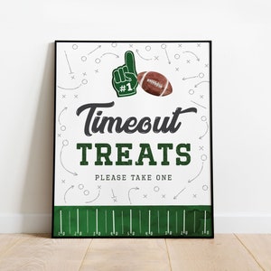 Football Treats Sign, Football Party Sign, Football Sign, Football Food Sign, Timeout Treat Sign in Watercolor Football by Printable Studio