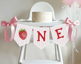 Berry 1st Birthday Highchair Banner, Berry First Highchair, Berry First High Chair Banner, Strawberry Highchair Banner (digital file)